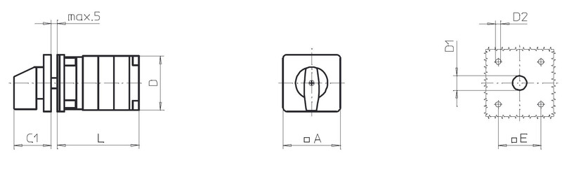 sälzer Cam switch start/stop 1 pole 20a 4-hole panel