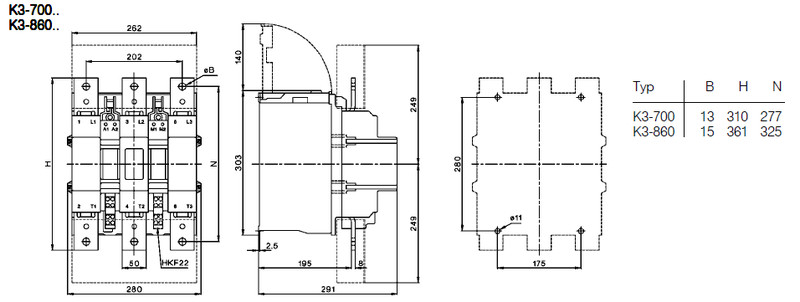benedict Kontaktor 500kw 3sl 2sl+2a hjk spol 230v