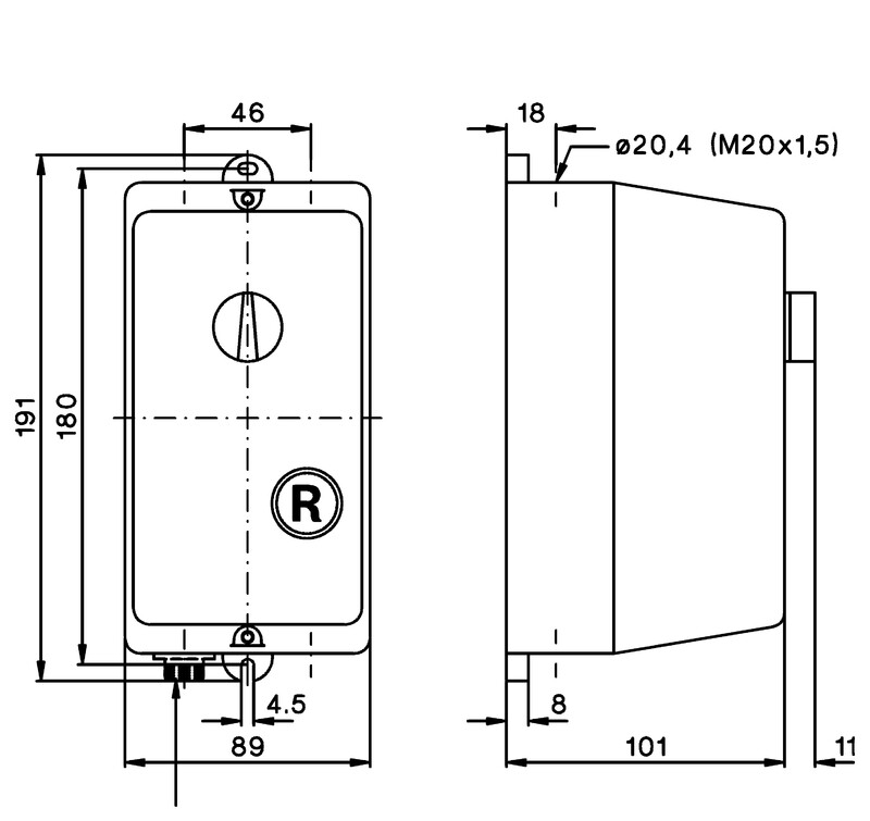 benedict Motor starter p1w 7.5kw c. 230v sel.sw+r-pb