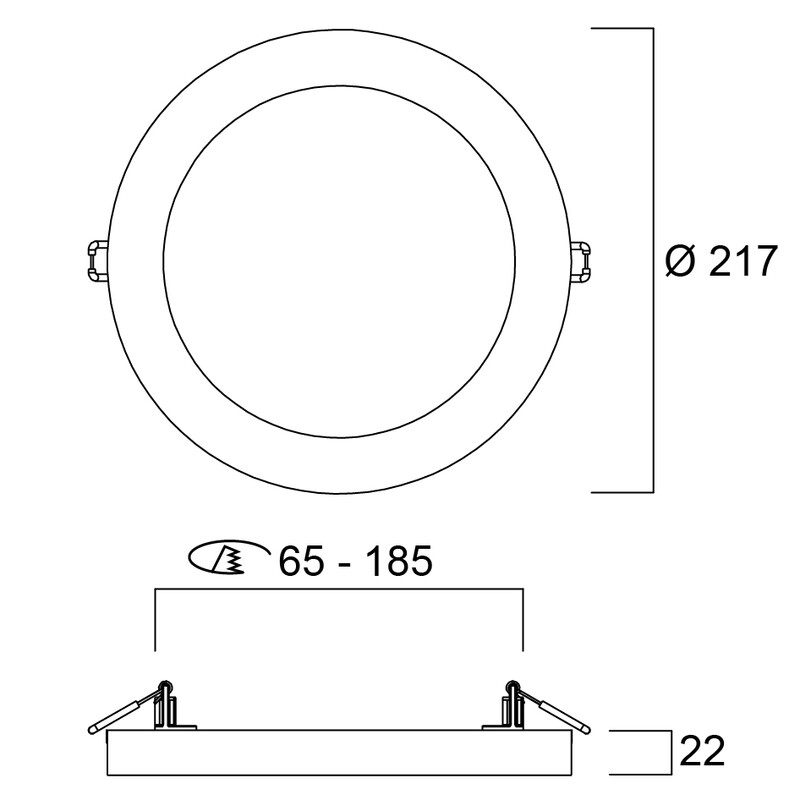 sylvania Downlight 5in1 65-185mm 18w 830/840/865 dim