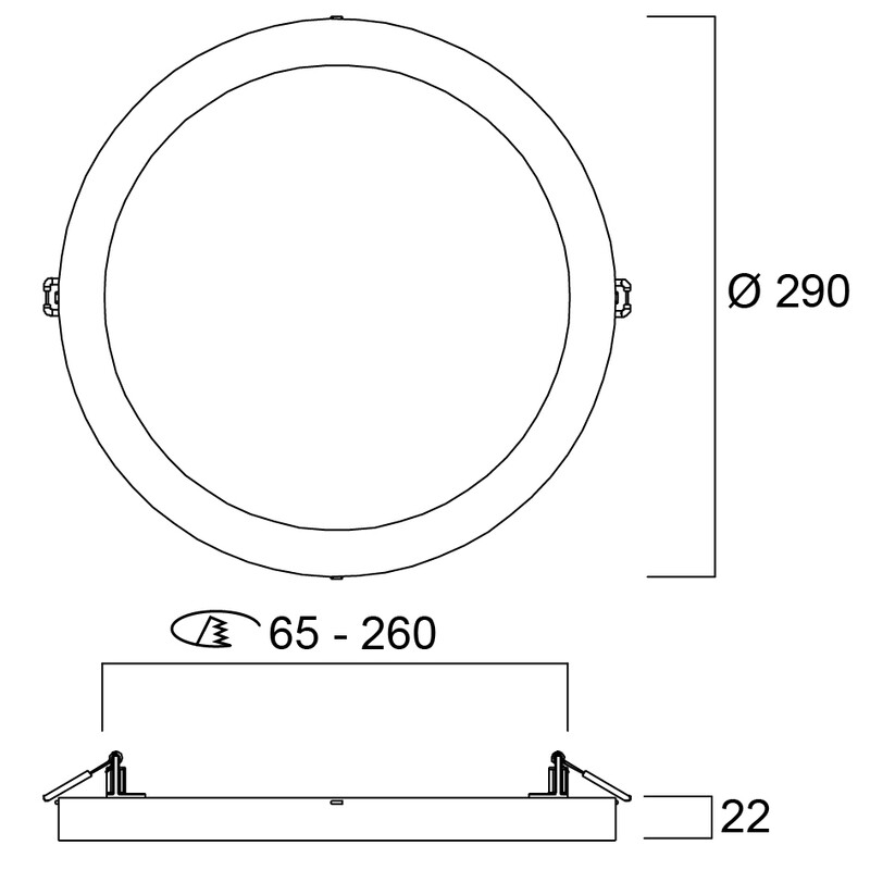 sylvania Downlight 5in1 65-260mm 18w 830/840/865 dim