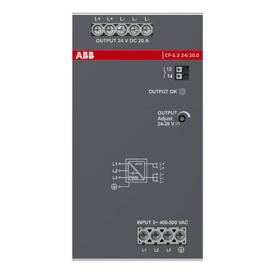 TEHOLÄHDE ABB 3-VAIHE, 24V, 20A
