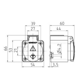 mennekes Pistorasia mennekes 10083 16a 3p230v ip44
