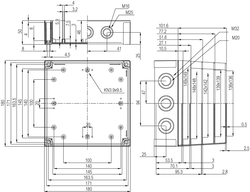 fibox Asennuskotelo pc mnx fibox pcm 175/75 g 180x180x75 harmaa
