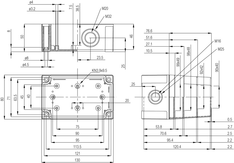 fibox Asennuskotelo pc mnx fibox pcm 100/125 g 130x80x125 har