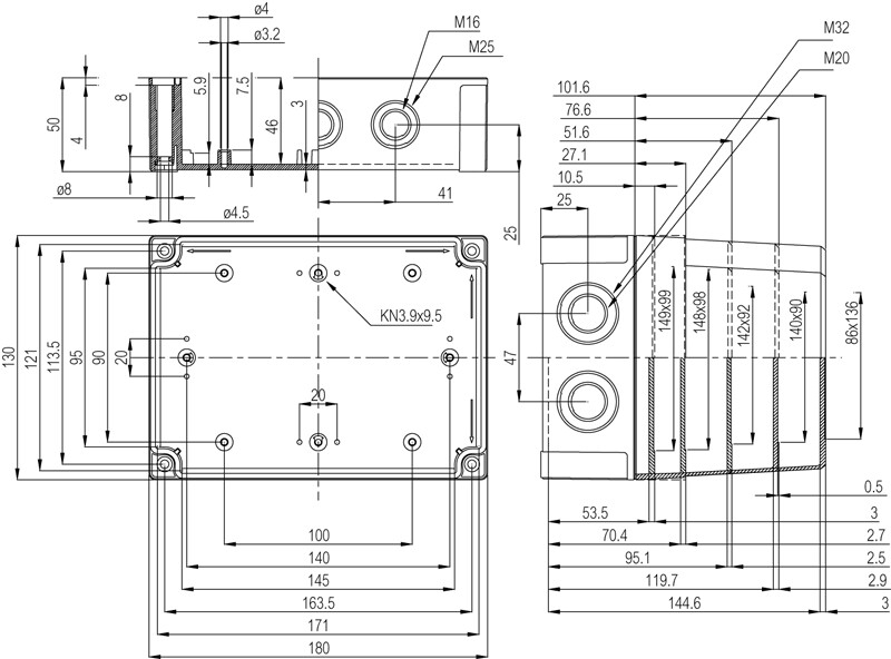fibox Asennuskotelo pc mnx fibox pcm 150/150 t 180x130x150 savu