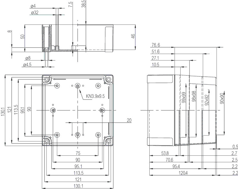 fibox Asennuskotelo pc mnx fibox pc 125/75 hg 130x130x75 harmaa