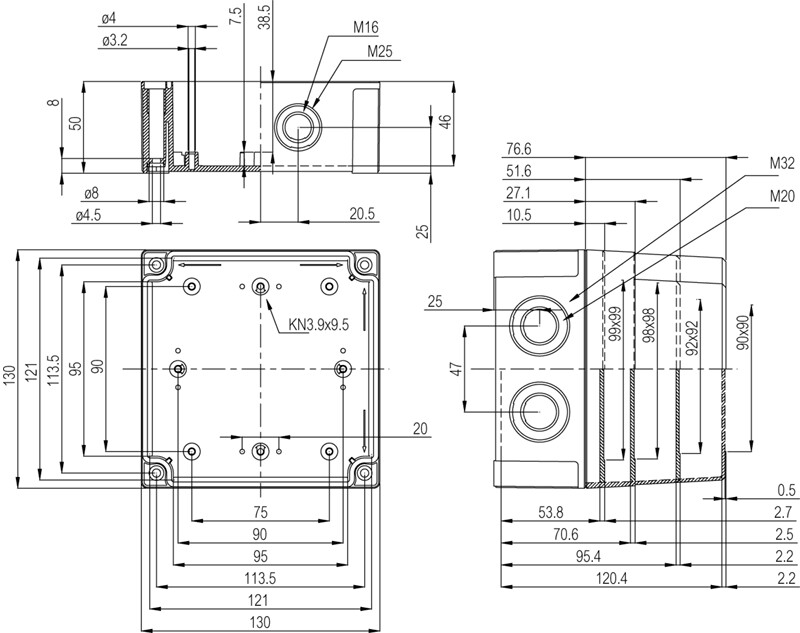 fibox Asennuskotelo pc mnx fibox pcm 125/125 g 130x130x125 har