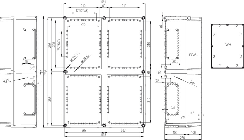 fibox Asennuskotelon kansi pc fibox ekw 100-g 760x560x100 harmaa