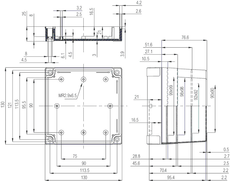 fibox Asennuskotelo pc mnx fibox pc 125/50 lg 130x130x50 harmaa