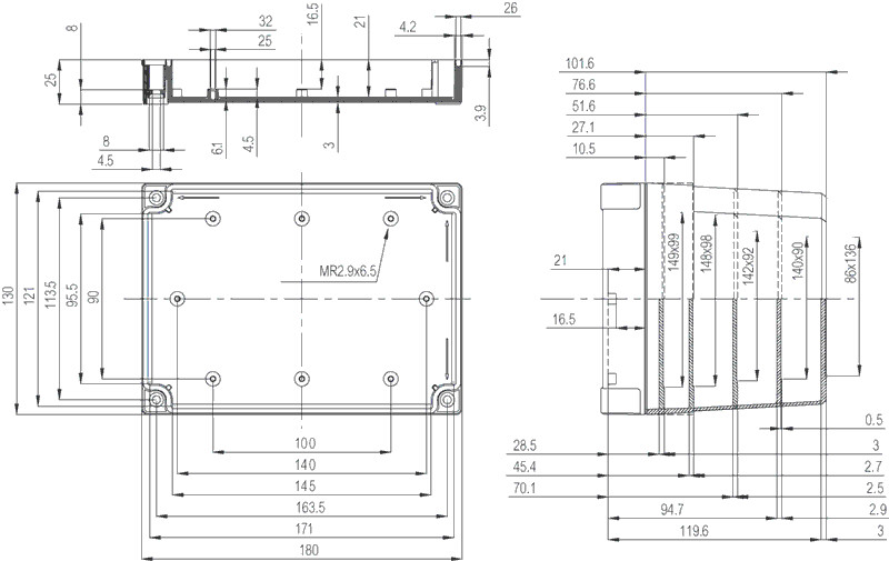 fibox Asennuskotelo pc mnx fibox pc 150/35 lg 180x130x35 harmaa