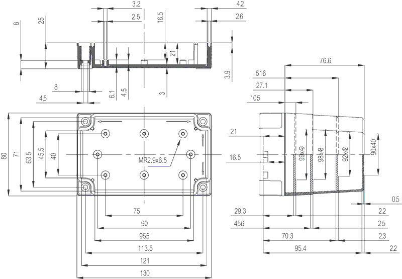 fibox Asennuskotelo pc mnx fibox pc 100/50 lt 130x80x50 savu