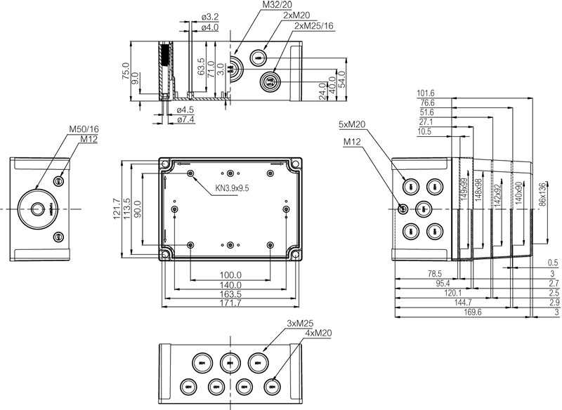fibox Asennuskotelo pc mnx fibox pcm 150/85 xg 180x130x85 har