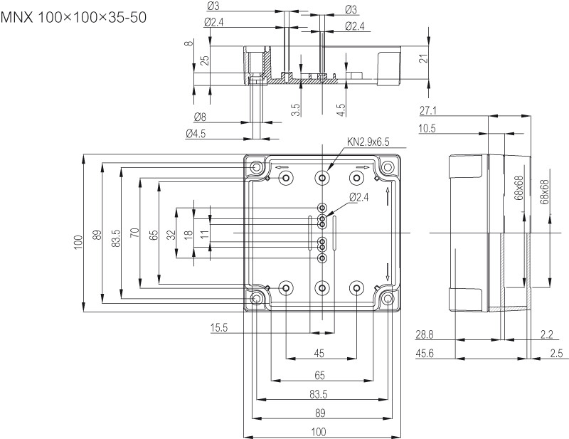 fibox Asennuskotelo pc mnx fibox pc 95/50 lt 100x100x50 savu