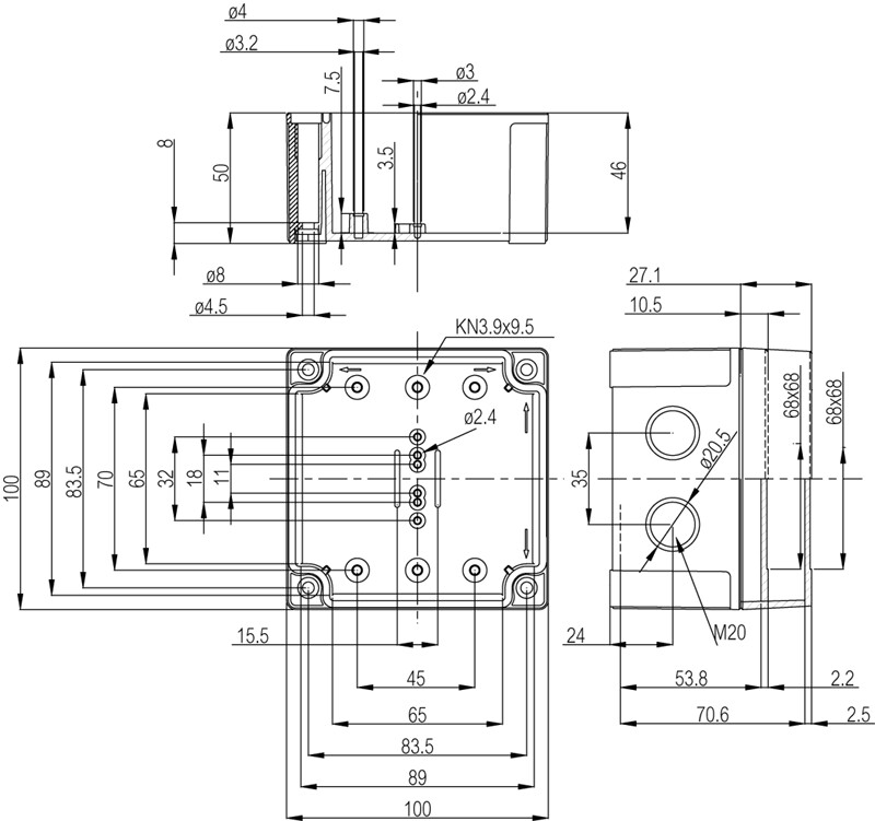 fibox Asennuskotelo pc mnx fibox pcm 95/75 g 100x100x75 harmaa