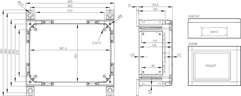 fibox Asennuskotelo pc arca fibox arca 304015w 300x400x150 ikku