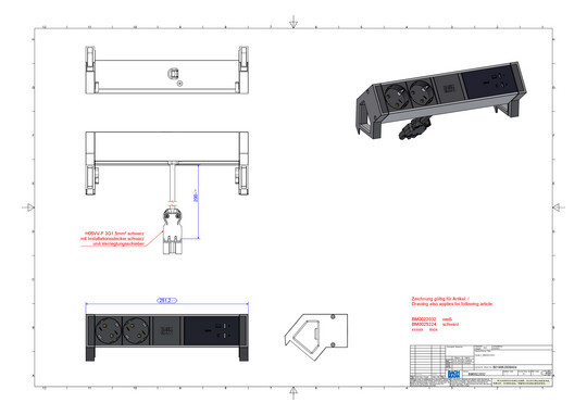 PISTORASIAPANEELI DESK2 2 X PR USB C/C 100W MUSTA