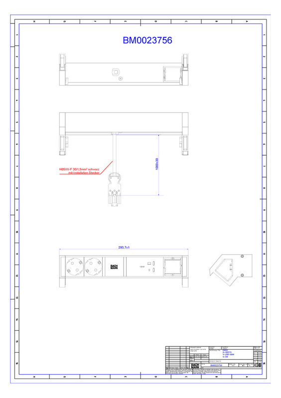 bachmann Socket-outlet panel desk2 2 x s-o  usb c/c 100w cm