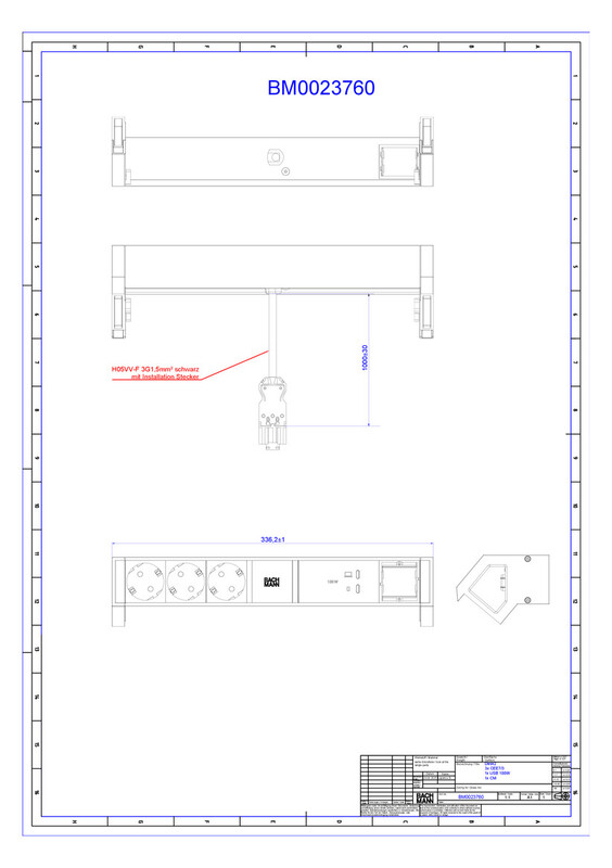 bachmann Socket-outlet panel desk2 3 x s-o usb c/c 100w cm