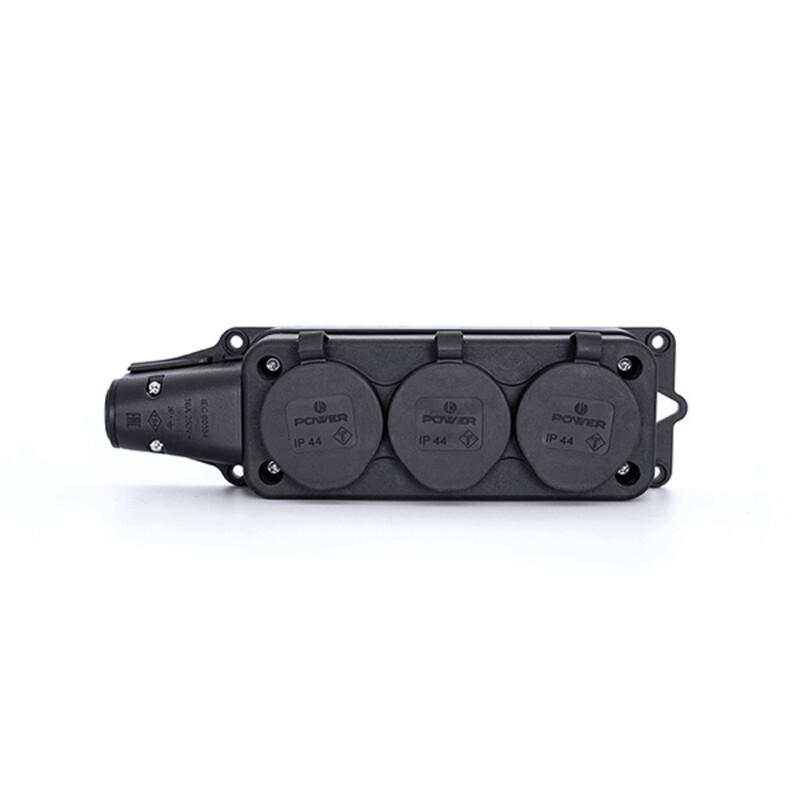 norwesco Skarvuttag power solid 3s/16a/250v/ip44 tpe svart