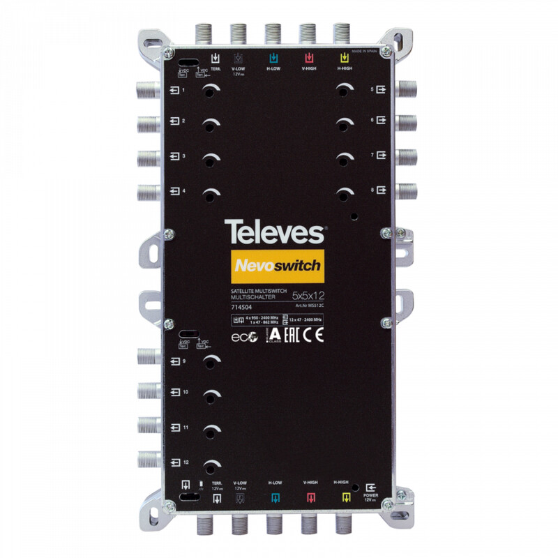 televes Mellanfrekvens switch 4xsat+tv in /12 out