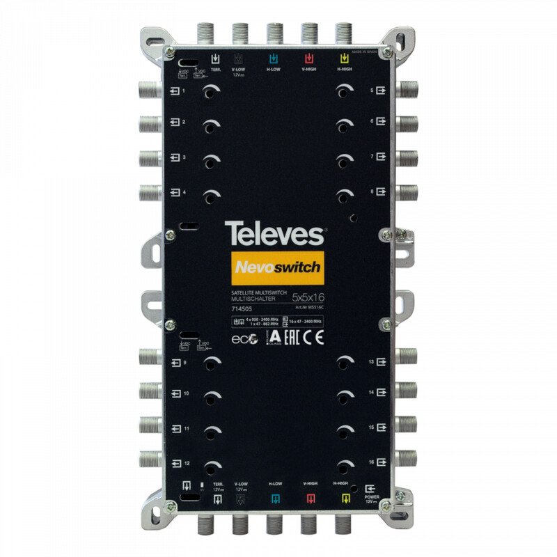 televes Mellanfrekvens switch 4xsat+tv in /16 out