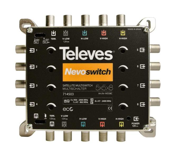 televes I.f. switch 4*sat+tv in /8 out