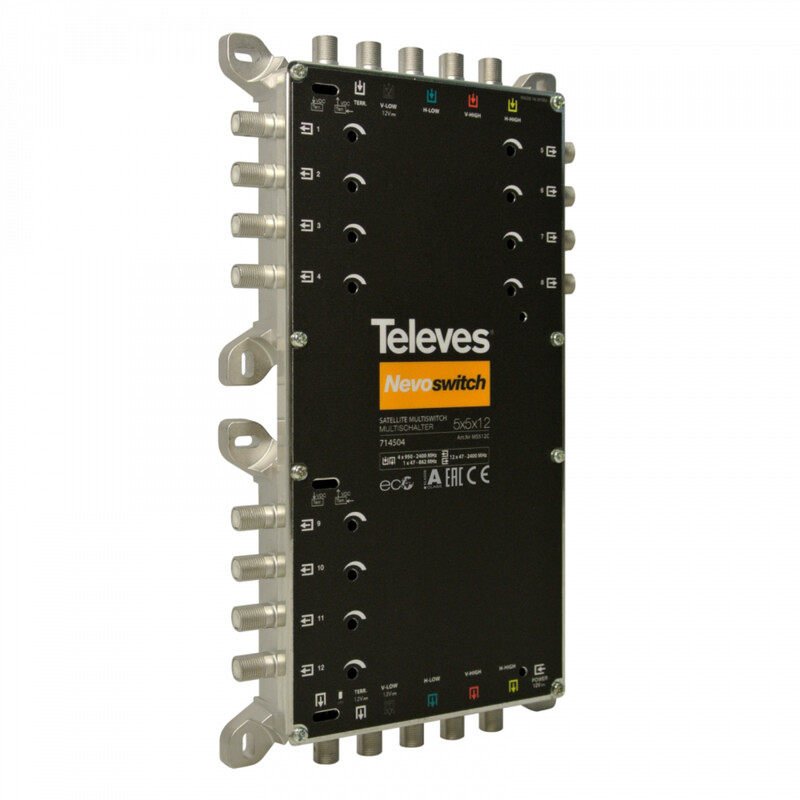 televes Mellanfrekvens switch 4xsat+tv in /12 out
