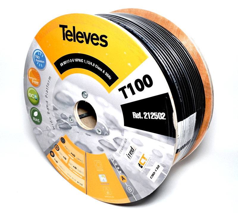 televes Antenna cable rg6t 13db/500mhz 250m pe fca