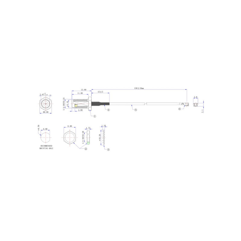 finnsat Adapter cable u.fl female/sma male