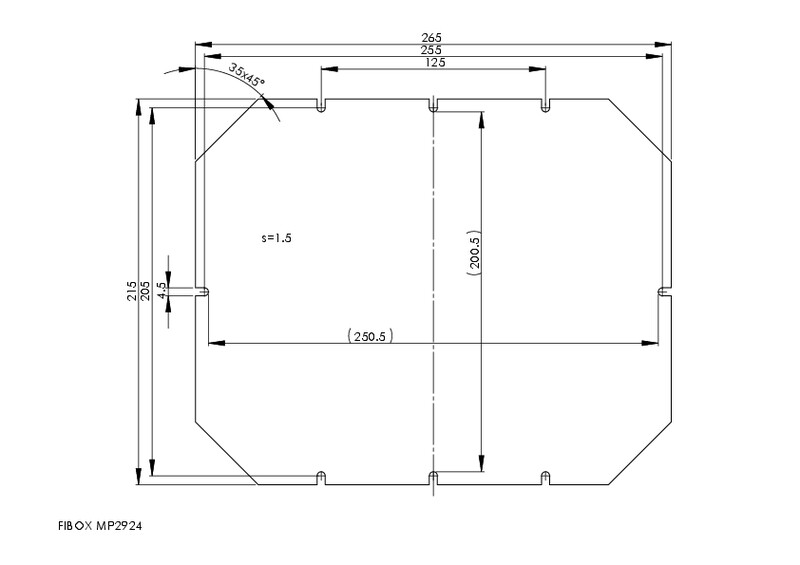 fibox Asennuslevy tempo fibox mp 2924 265x215mm