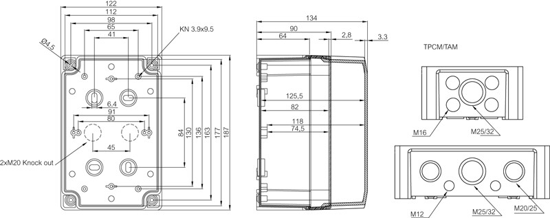 fibox Asennuskotelo abs tempo fibox ta191209 187x122x90 harmaa