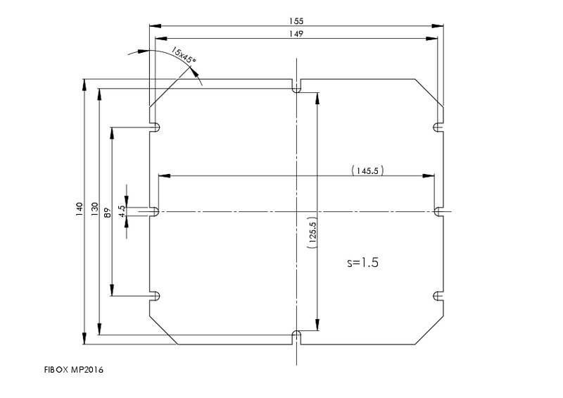 fibox Asennuslevy tempo fibox mp 2016 155x140mm