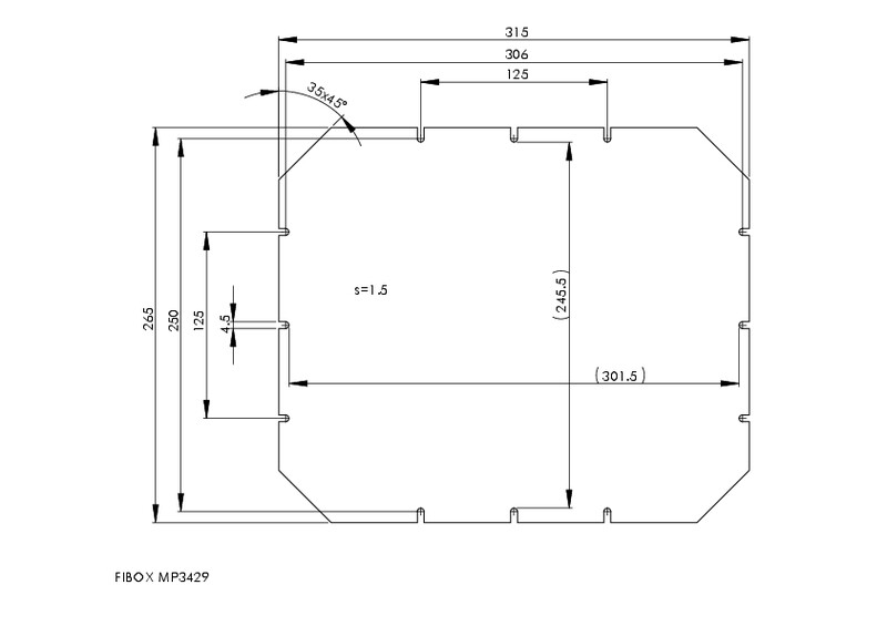 fibox Asennuslevy tempo fibox mp 3429 315x265mm