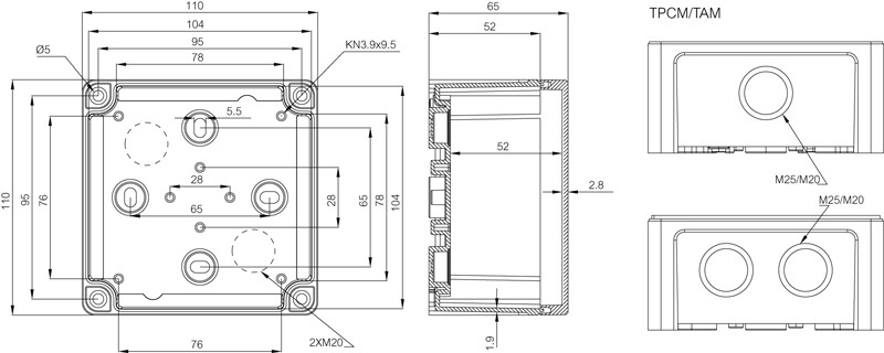 fibox Asennuskotelo abs tempo fibox ta111107 110x110x65 harmaa