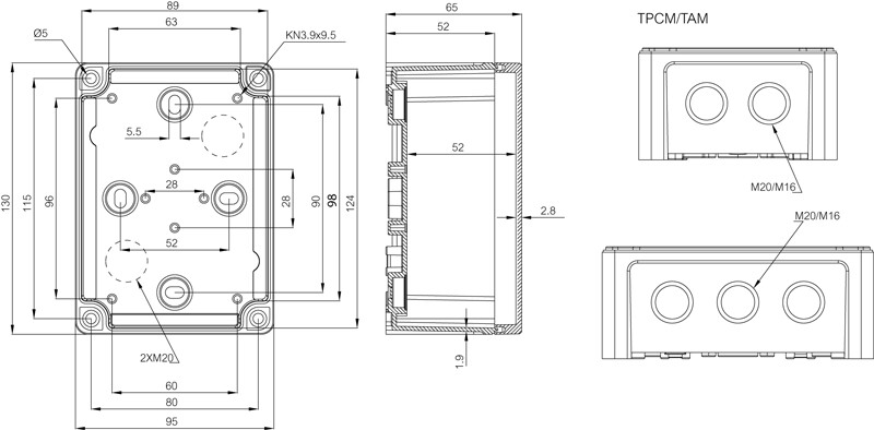fibox Asennuskotelo pc tempo tpcm 131007 130x95x65mm