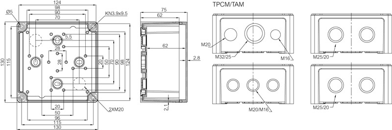 fibox Asennuskotelo pc tempo tpcm 131308 130x130x75mm