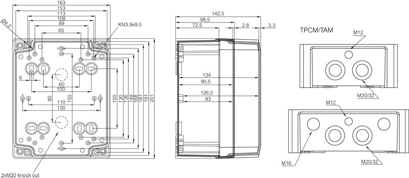 fibox Asennuskotelo pc tempo tpcm 201610t 201x163x99mm
