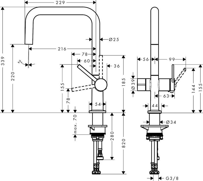 hansgrohe Kitchen mixer hansgrohe 72807340 talis 220u pkv h.m.kr