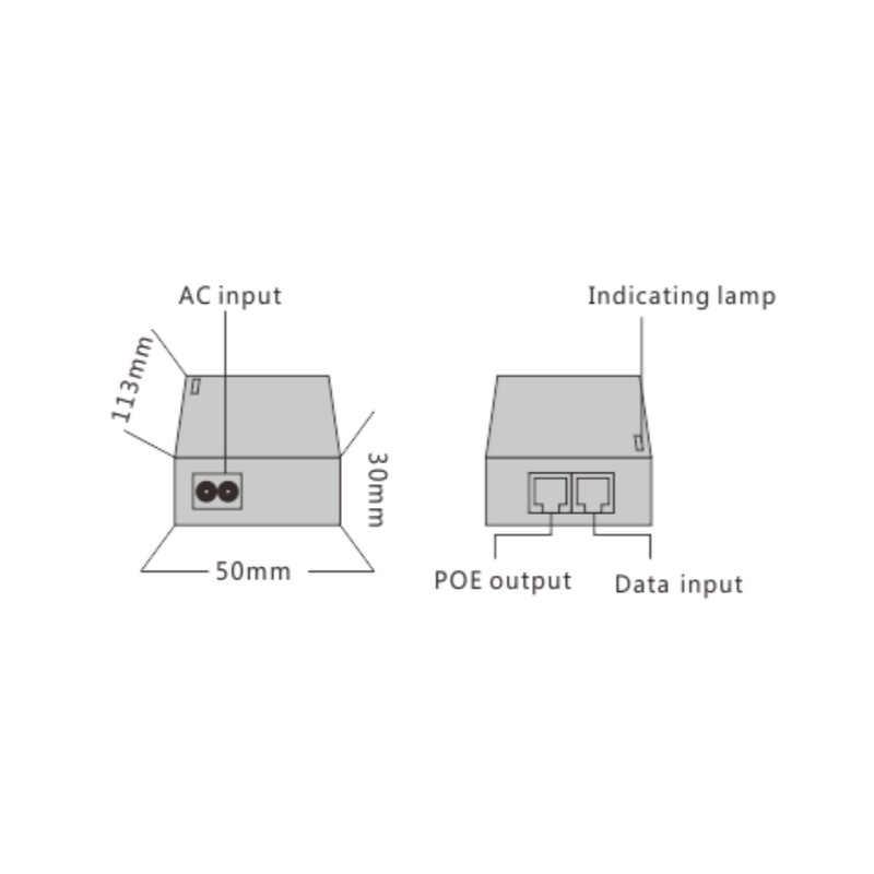 wi-tek Ethernet kytkintarvike poe injektor 802.3af/at 2xrj45