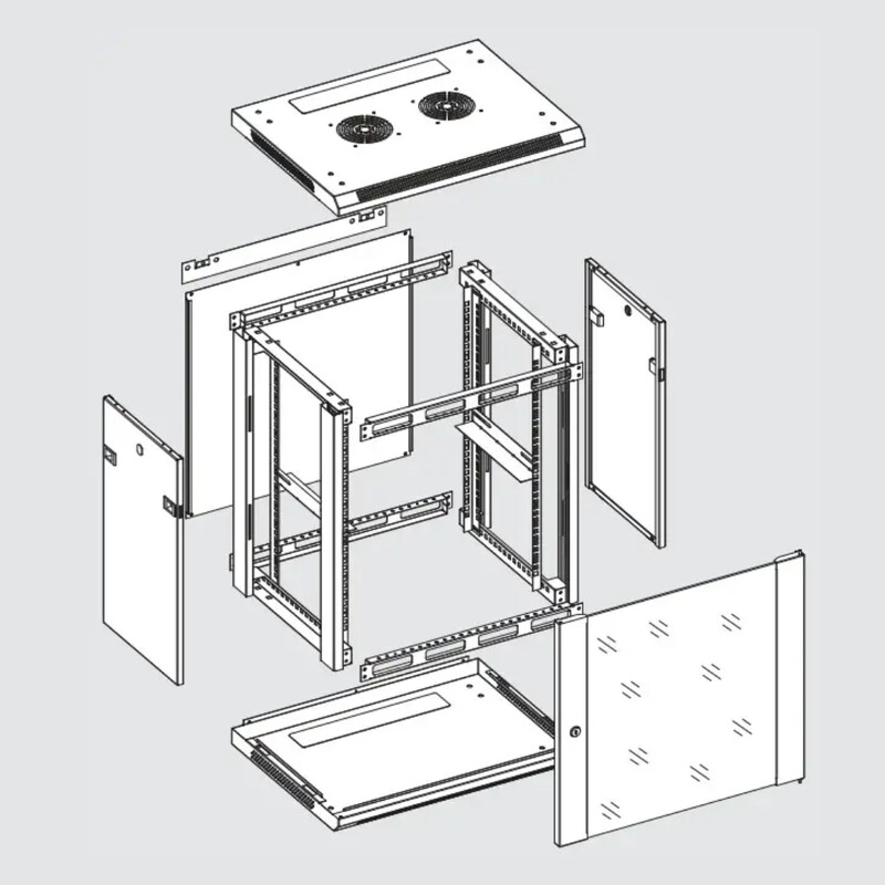 televes Wall cabinet 19in 6+2ru disassembled