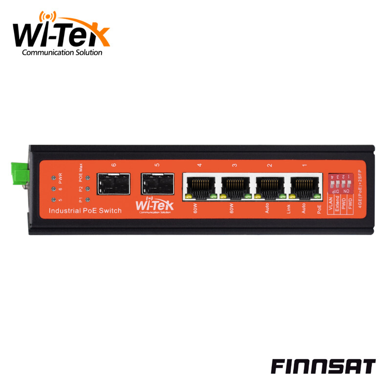 wi-tek Ethernet kytkin finnsat 4ge(poe)+2sfp poe din