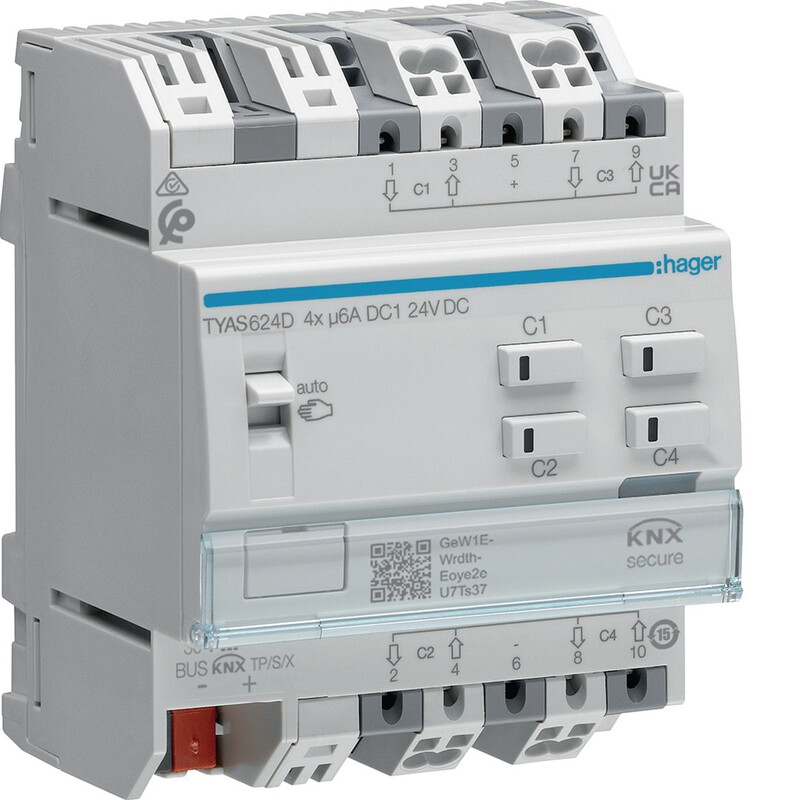hager Lähtöyksikkö knx ets tya624d 4x6a 24vdc vs sec din