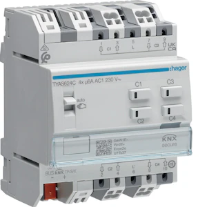 hager Lähtöyksikkö knx ets tya624c 4x6a 230vac vs sec din