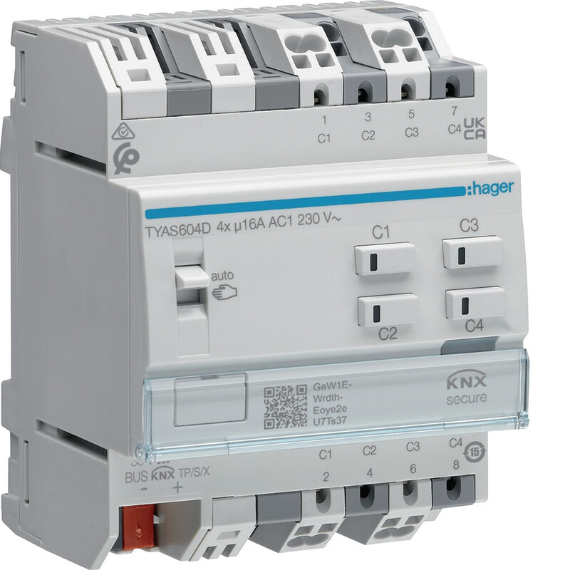 LÄHTÖYKSIKKÖ KNX ETS TYAS604D 4X16A RLCV SECURE DIN