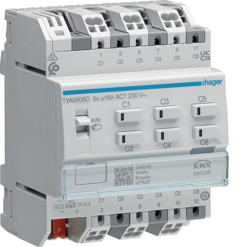 hager Lähtöyksikkö knx ets tyas606d 6x16a rlcv secure din