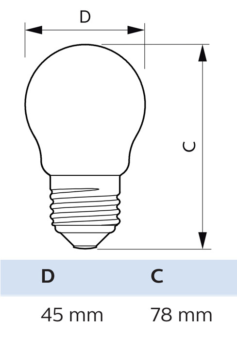 philips Led-klotlampa e27 827 250lm 25w=2.2w p45 fr