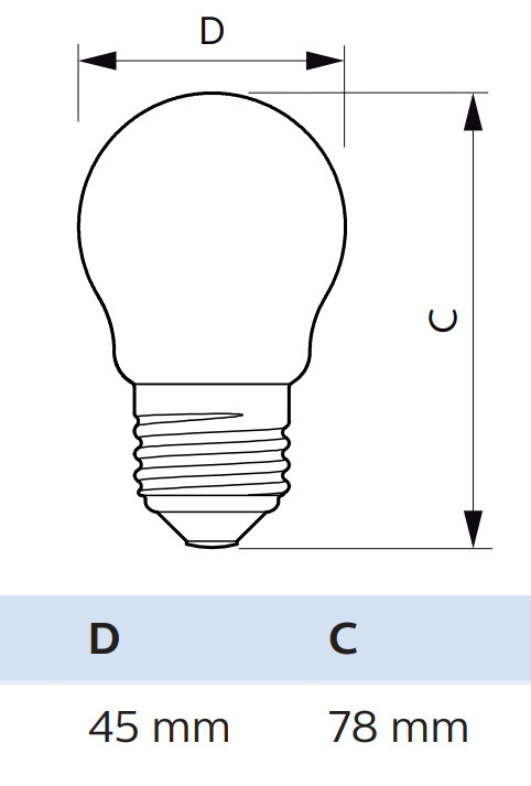 philips Led-klotlampa e27 827 470lm 40w=4.3w p45 fr