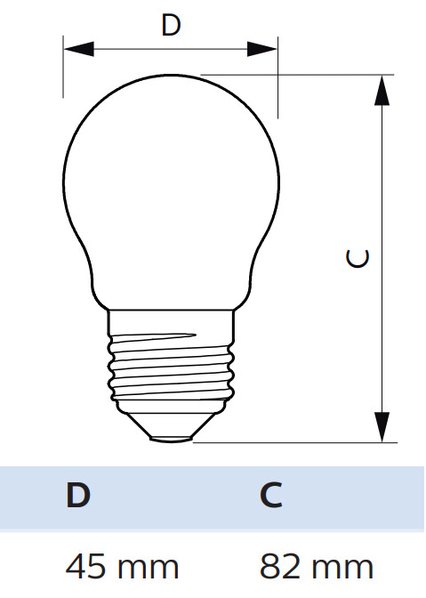 philips Led-klotlampa e27  827 470lm 40w=4.3w p45 cl
