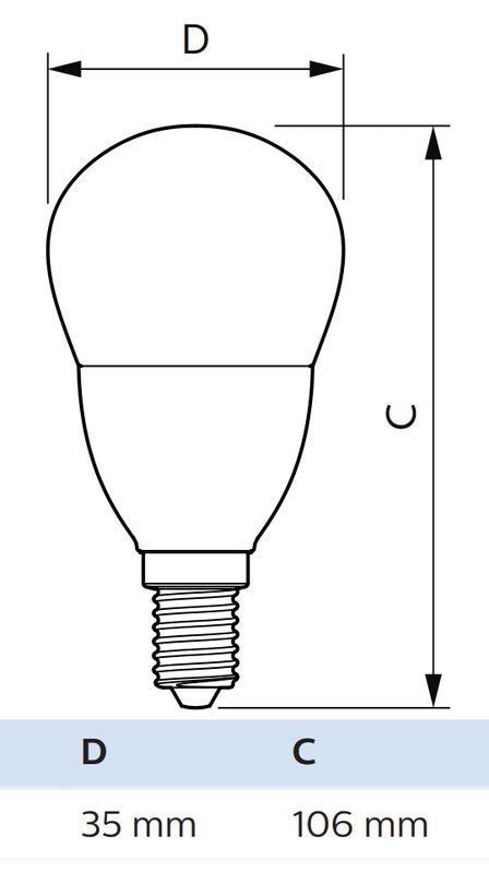 philips Led-klotlampa e14 865 806lm 60w=7w p48 fr